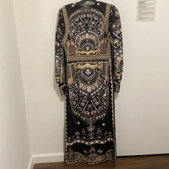 Dynasty V-Neck Maxi Dress with Long Balloon Sleeve & Side Slits. Size XS. - Picture 7 of 10